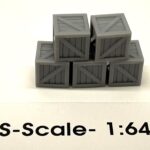 S-Scale Stack of 5 3′ Cube Crates, Type 1