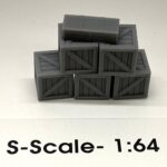 S-Scale Stack of 5 3′ Cube Crates and 1 3′ x 5′ Crate, Type 2